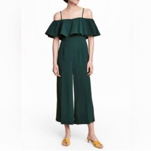 H&M Dark Green Off-Shoulder Jumpsuit size 4